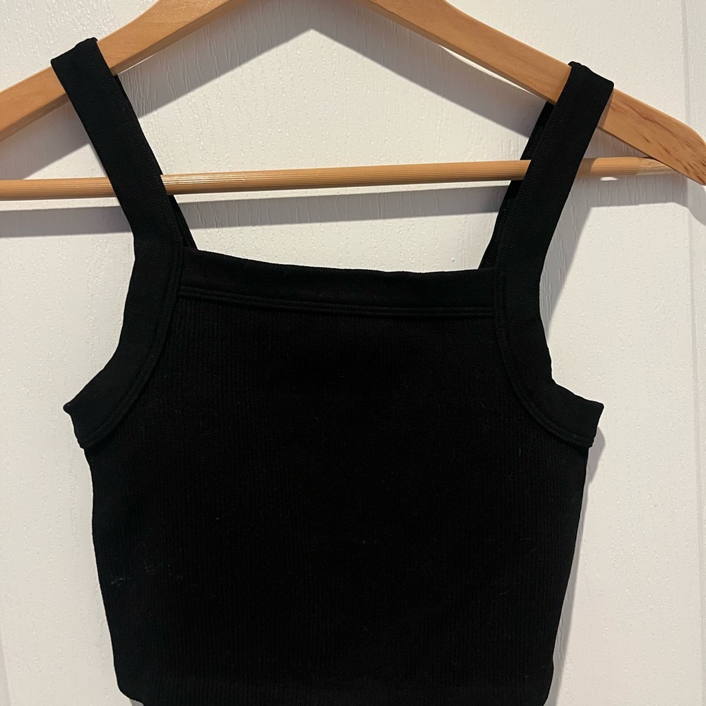 Cotton On Black Ribbed Cropped Tank Top – XS
